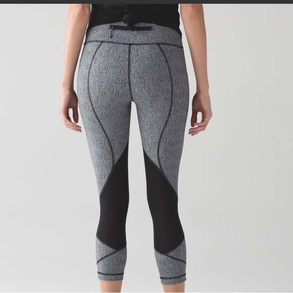 Lululemon Pace Rival Crop (19") Cross Hatch Heather Black Ice Grey/Black… - Picture 1 of 11